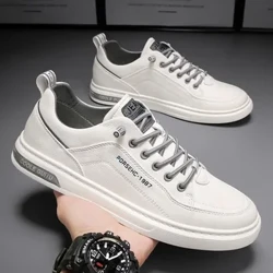 Herren Freizeitschuhe, atmungsaktive weiße Lederschuhe, zum Reinschlüpfen, modische Fahrschuhe, Skateboardschuhe, Tennisschuhe für Männer