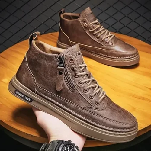 Erkek botları kış yüksek Top deri ayakkabı moda pamuklu ayakkabılar moda yarım çizmeler iş rahat açık ayakkabı erkek spor ayakkabı yeni