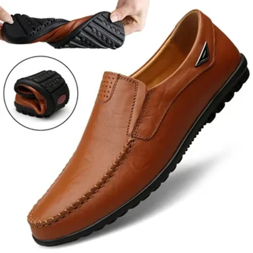 manskor Äkta läder Herr Fritidsskor Märke 2023 Herr Andas Slip on Black Driving Shoes Plus Size 37-46