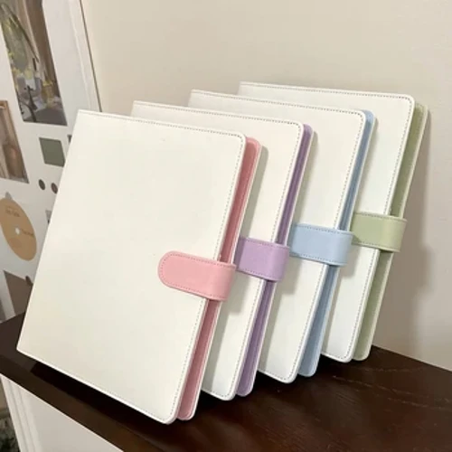 A5 Notebook Fa'amau PU Pa'u Ata Pusa e mafai ona toe fa'atumu 6 Mama Tala Fa'atatau Fa'asoa Ufiufi Kpop Photocard U'u Ta'aloga Kata Tusi Aoina.
