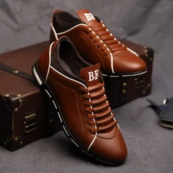 Printemps automne nouveaux hommes chaussures espadrilles décontractées mode chaussures en cuir solide formel affaires Sport plat bout rond léger respirant 202