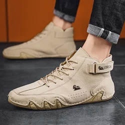 Läder Fritidsskor för män Sneakers Lyx 2023 Nytt inom manligt mode Loafers Skor snörning män ankelstövlar Bekväm mansko