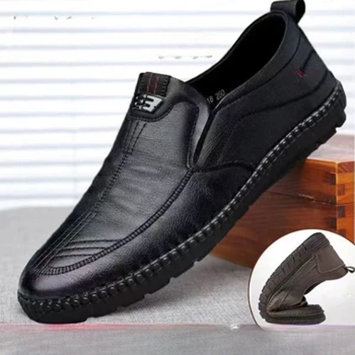 Mens Leather Loafers Fflatiau Cerdded Non Slip Slip Awyr Agored Anadlu ar Esgidiau Achlysurol ar gyfer Gwaith Gwryw Sneakers Gyrru Swyddfa2