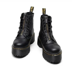 Botas Martin para mujer, zapatos informales a la moda, botines Chelsea de cuero auténtico, botas de plataforma Punk clásicas para mujer 2024