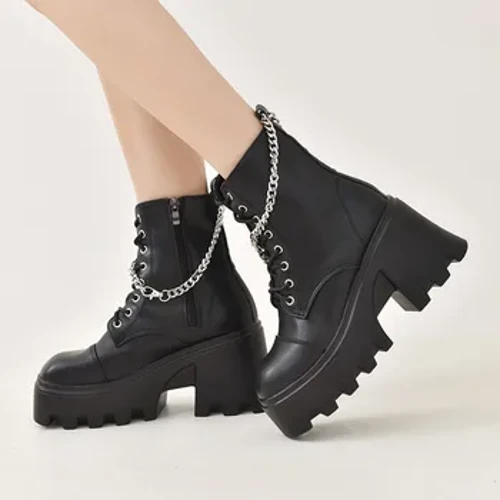 ʻO nā kāmaʻa wāwae wāwae wahine 2023 Autumn Winter Designer Gothic Zipper Kuʻekuʻe wāwae wāwae kiʻekiʻe Nā kāmaʻa kaʻa kaʻa Bota De Vaqueiro