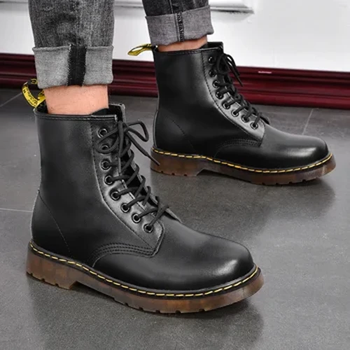 Dynion Gaeaf Lledr Dynion Esgidiau Ffêr Esgidiau Achlysurol Awyr Agored Dylunydd Ysgafn Dynion Boots Gwaith Cynnes Esgidiau Clasurol wedi'u Gwneud â Llaw