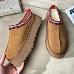 Ny vinter Retro Kvinnor Snö Varm Mocka Läder Lazy Loafers Stövlar Skor Kvinna Dam Kvinna Platt Bottine Botas Stövlar Mujer Skor