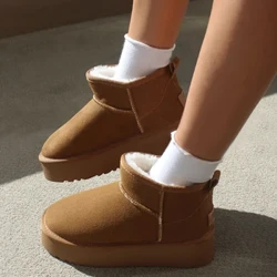 Orkatilak Plataformako Emakumeen Elurrezko Botak Suede Peluzko Oinetako Epelak 2023 Neguko Moda Gotiko Oinetako Lodi Berriak Chelsea Emakumeen Botak