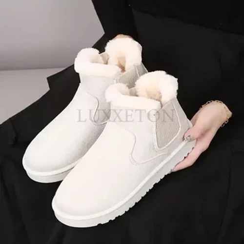 Esgidiau Eira Merched Slip Plush Cynnes ar Solid Plus Size Ankle Boot Merched Gaeaf Cyfforddus Merched Esgidiau Cotwm NEWYDD