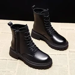Martin-Botas cortas con forro polar para mujer, temporada de invierno de goma versátil y gruesa, estilo coreano, otoño/invierno, 2023