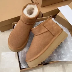 Dame Vinter Ultra Mini Boot Designer australske plattformstøvler for menn Ekte skinn Varme ankelpelsstøvler Luksusstøvler