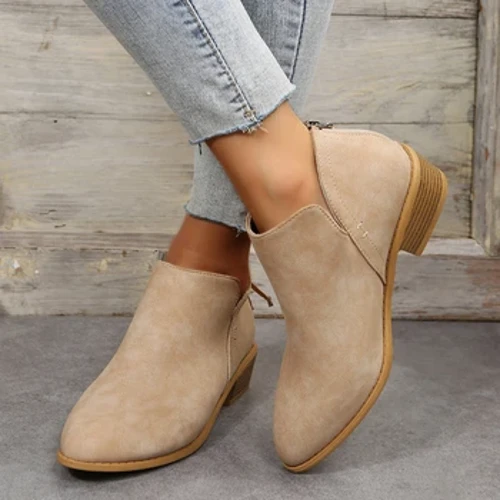 Laicai Musim Gugur Musim Dingin Ankle Boot Sepatu untuk Wanita Ukuran Besar Sepatu Bot Pendek Wanita Tahan Air Kulit Ankle Spring Flat Sepatu Kasual