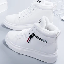 Botas de invierno 2023, botines para mujer, zapatos cálidos de felpa de PU para invierno, zapatillas de deporte para mujer, zapatos planos con cordones para mujer, botas cortas para nieve para mujer
