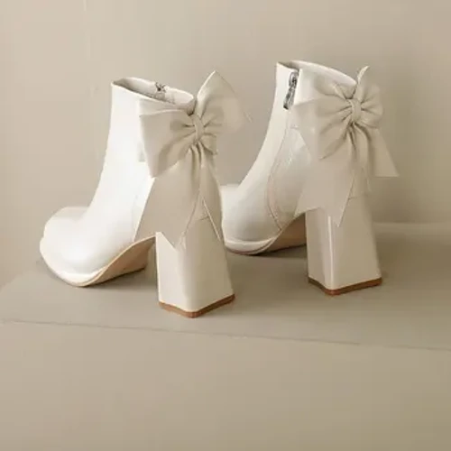 Botines de mujer con plataforma y tacón alto, con pajarita en la espalda, calcetín fino corto, Botas informales de fiesta Punk para Otoño e Invierno