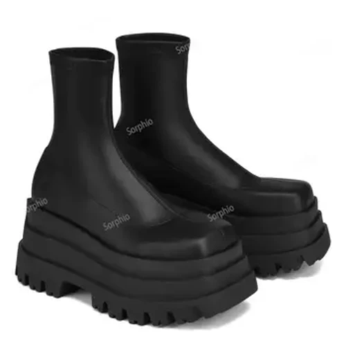 แพลตฟอร์มWedgesรองเท้าสำหรับสตรีข้อเท้ารองเท้าสั้นSlip On Goth Gothicแฟชั่นComfy Chunky Punkรองเท้า 2022 สาวใหม่สแควร์toe