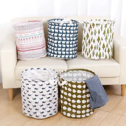 Katun Linen Tas Pakaian Kotor Keranjang Laundry Tahan Air Lipat Pakaian Organizer Kapasitas Besar Ember Penyimpanan Mainan Anak