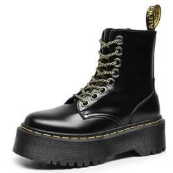 Jadon Max Gwaelod Trwchus 8-twll Martin Boots Sip i Fyny Ochr Esgidiau Byr Merched Prydain Cacen Lacing Gwaelod Gwaith Tymor yr Haf