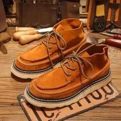 Miễn phí vận chuyển. Công nhân phong cách cổ điển Giày bốt Martin. Giày bốt da thật làm bằng tay cho nam. Giày da lộn nguyên bản thời trang. Sang trọng