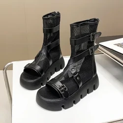 Díolachán te Nua Hollow Out Sandals Triantán Stíl Bhéarla na mBan Bróga Miogal Ard-Bróga 2024 Sandals Aonair Tiubh