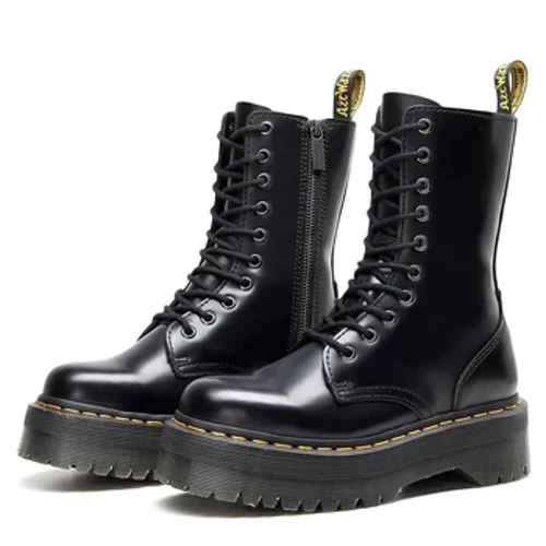 Boots Martin Kulit Sapi Wanita Kulit Hitam Lengan Pendek Sepatu Bot Kulit Pria Lengan Tinggi Fashion Naik Motor
