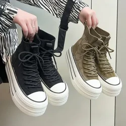 2024 Dış Ticaret Sınır Ötesi Kadın Orta Bacak Martin Çizmeler Uçan Çizmeler Yuvarlak Kafa Moda Çizmeler
