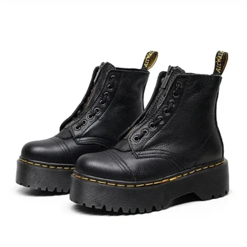 Botas Martin para mujer, zapatos informales a la moda, botines Chelsea de cuero auténtico, botas de plataforma Punk clásicas para mujer 2024