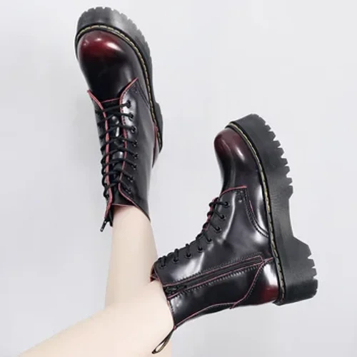 2024 Da Thật Chính Hãng Da Giày Bốt Martin Nữ Đế Giày Cổ Điển Anh Giày Chelsea Boot Cao-Top Nữ Punk Giày Marten Botas