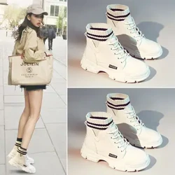 I-Comemore Ekwindla Ebusika Intombazane Entsha Yabesifazane U-Martin Snow Boots Isitayela Sase-Korea SaseBrithani Izigqoko Zesikhumba Zowesifazane Iziteki Ezivamile Zezicathulo Zabesifazane Ezivamile 