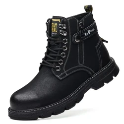 Ægte læder afslappet high cut business Martin støvler, trendy koreansk version, britisk stil