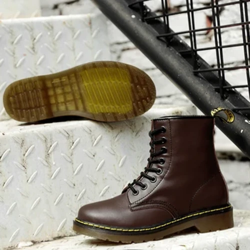 Klasické pracovní boty z pravé kůže, nové dámské pánské velké středně dlouhé boty, neformální a módní pár Martin boots