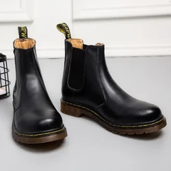 Erkek Chelsea çizmeler, hakiki deri çift, açık hava moda deri çizmeler, Martin çizmeler, kışlık peluş yalıtım, kar botları