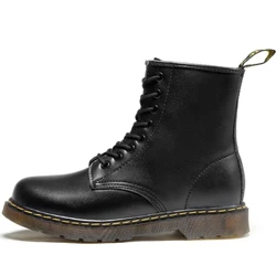 Boots wanita 1460, sepatu bot Martin ireng wolung bolongan, sepatu bot kulit modis berkualitas tinggi kanggo pasangan, sepatu bot kerja pria