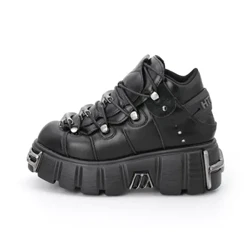 2023 NOI Pantofi de damă stil punk cu șireturi înălțimea tocului 6CM Pantofi cu platformă pentru femei Cizme gotice cu gleznă Decor metalic Pantofi femei