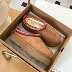 Botas para la nieve para mujer, pantuflas de felpa de suela gruesa, zapatos informales de algodón, botas para la nieve, invierno 2023