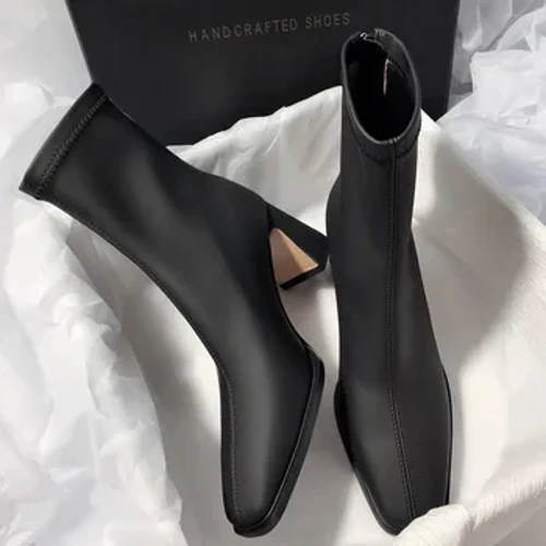 Bota De tobillo Para Mujer Invierno 2022 nueva Cachemira cálida moda negra Sexy pierna delgada elástica Botas De Invierno Para Mujer Bota femenina