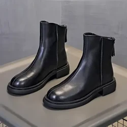 Kadın yarım çizmeler Chelsea Düz Tek Çıplak Moda Orta Tüp Geri Fermuar Ayakkabı 2022 Yeni s