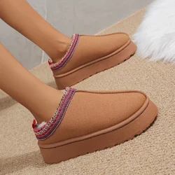Jukwaa Jipya la Ankle Flats Wanawake Viatu vya Theluji Suede Plush Majira ya Joto Viatu Vipya vya Mitindo Nene vya Chelsea Viatu vya Wanawake Plus Size 43