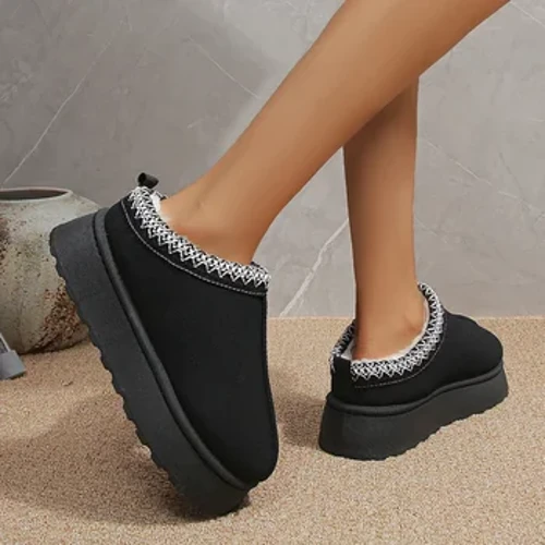 Mới Mắt Cá Chân Đế Nền Tảng Nữ Ủng Da Lộn Sang Trọng Mùa Đông Ấm Áp Mới Dày Thời Trang Chelsea Giày Bốt Nữ Plus Kích Thước 43