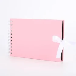 Handgemaakt vlinderknoopfotoalbum met zwart papier, A5 scrapbook-lintgebonden zwarte kaart