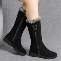 Viatu vya Wanawake Viatu vya Majira ya Baridi Viatu vya manyoya ya Juu 2023 Viatu kwa Wanawake Katikati ya Ndama Viatu vya Bao la theluji Zip Fashion Botas De Mujer 35-41