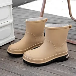 Botas de lluvia para exteriores para mujer, versátiles, impermeables, antideslizantes, resistentes al desgaste, parte inferior suave y cómoda, adecuadas para ir de compras y cocinar