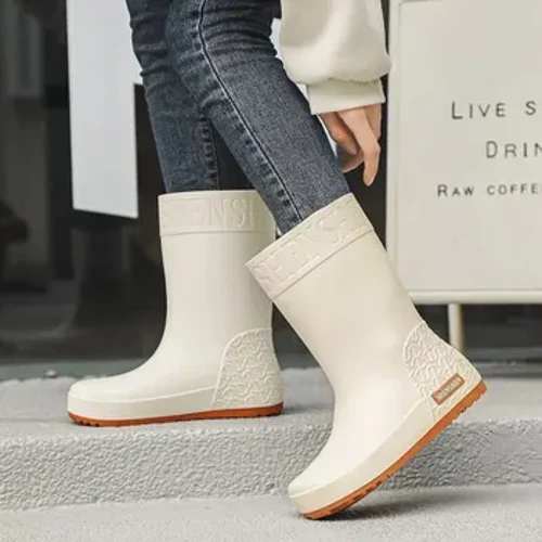 Všestranné dámské holínky do deště Trendy voděodolná protiskluzová fleecová podšívka hřejivá stylová