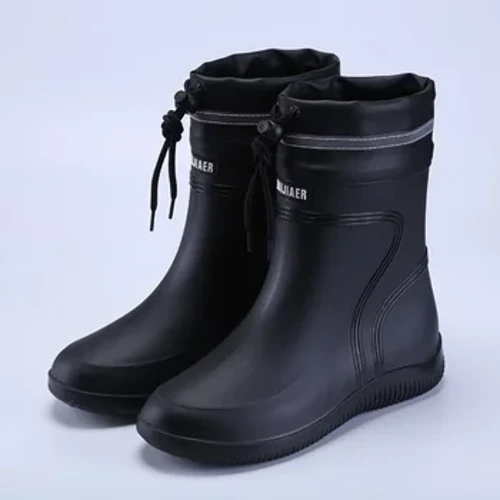 Mga Pambabaeng High-End Rain Boots sarado na Rainproof at Waterproof na Maikli at Mid-Calf na Haba na Non-Slip Drawstring na Rubber Boots