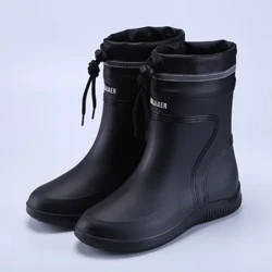 Boots Hujan High-End Wanita Pria Ditutup Tahan Hujan lan Tahan Air Sepatu Bot Karet Serut Serut lan Setengah Pedhet Dawa Pendek lan Setengah Pedhet