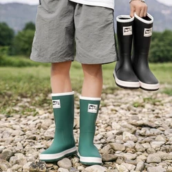 Esgidiau glaw dynion ffasiwn gumboots rwber 2024 slip ar esgidiau gweithio diddos canol llo Cysur Esgidiau Pysgota gwrthlithro i Ddynion