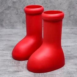 Pantofi de înaltă mărime Plus 48 Bărbați Femei Copii Cizme roșii Moda Casual PVC Înălțime superioară Cizme de ploaie cu platformă plată mărită