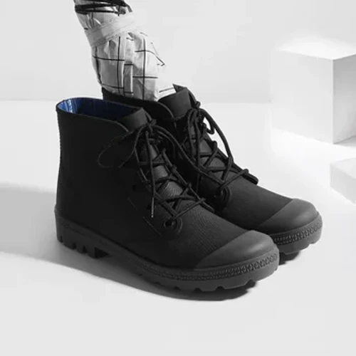 Botas de lluvia de invierno para hombre, Botas de lluvia de algodón con cordones en el tobillo, botas de agua de trabajo impermeables antideslizantes para exteriores, Botas de lluvia para pescar y acampar