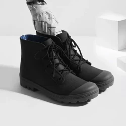 Musim Dingin Pria Sepatu Hujan Lace-up Ankle Katun Sepatu Hujan Luar Ruangan Non-slip Tahan Air Kerja Sepatu Bot Air Camping Memancing Sepatu Hujan