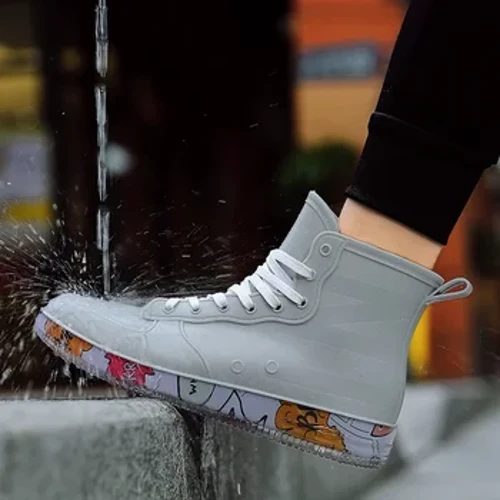 Botas de chuva masculinas moda na moda botas nuas anti-skid trabalho chef sapatos duráveis ​​à prova dwaterproof água sapatos de pesca de borracha tênis masculinos 2024novo
