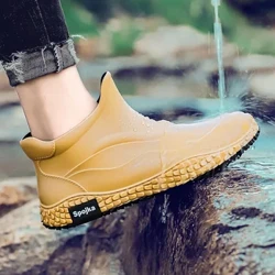 Mới, ủng đi mưa cho nam vào mùa đông, làm việc nhà bếp chống trượt lao động, ủng đi mưa bảo vệ câu cá ngoài trời Giày cao su ngắn đặc biệt